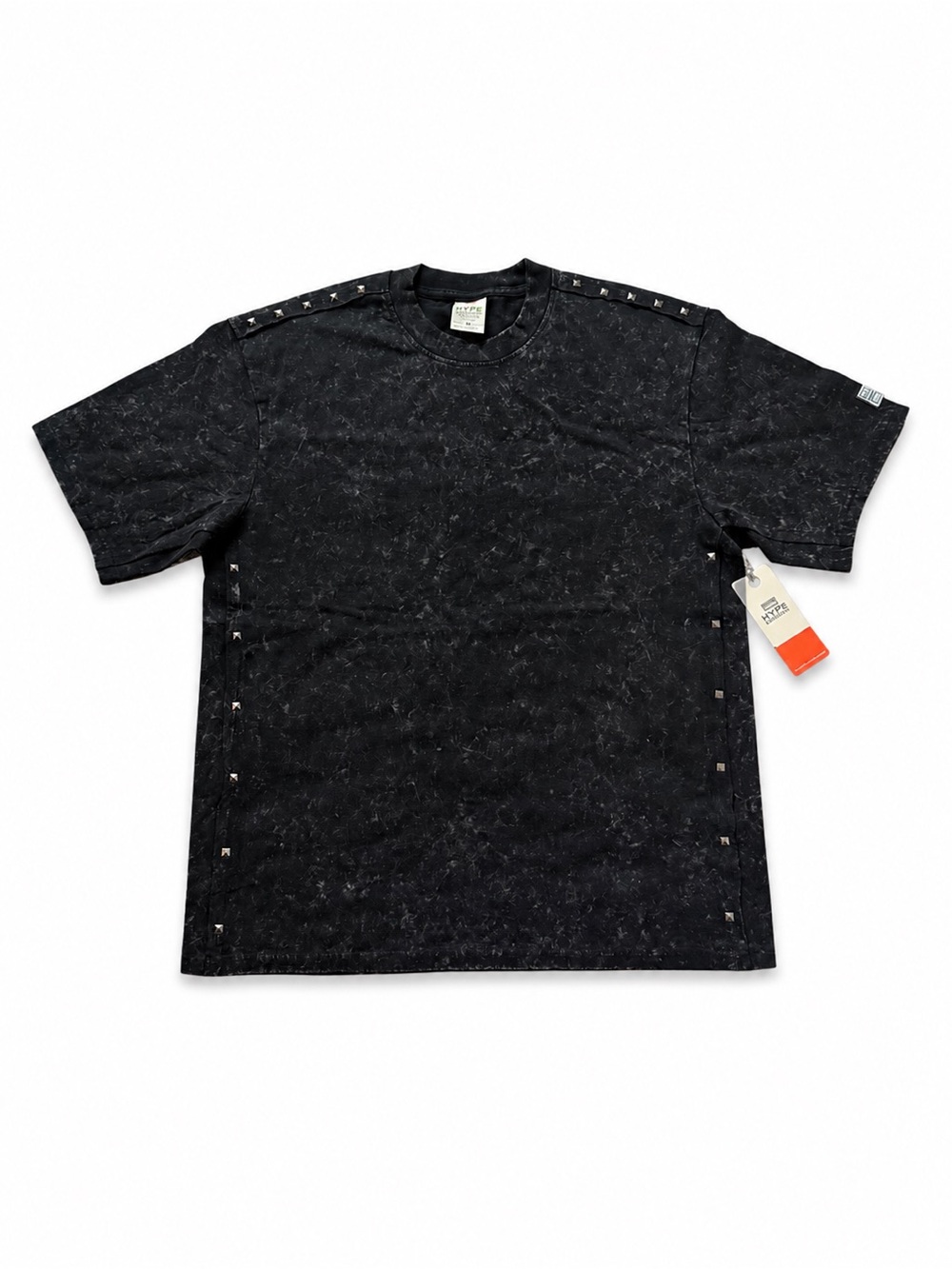 Hype Market 45 Acid Wash Studded T-Shirt Black